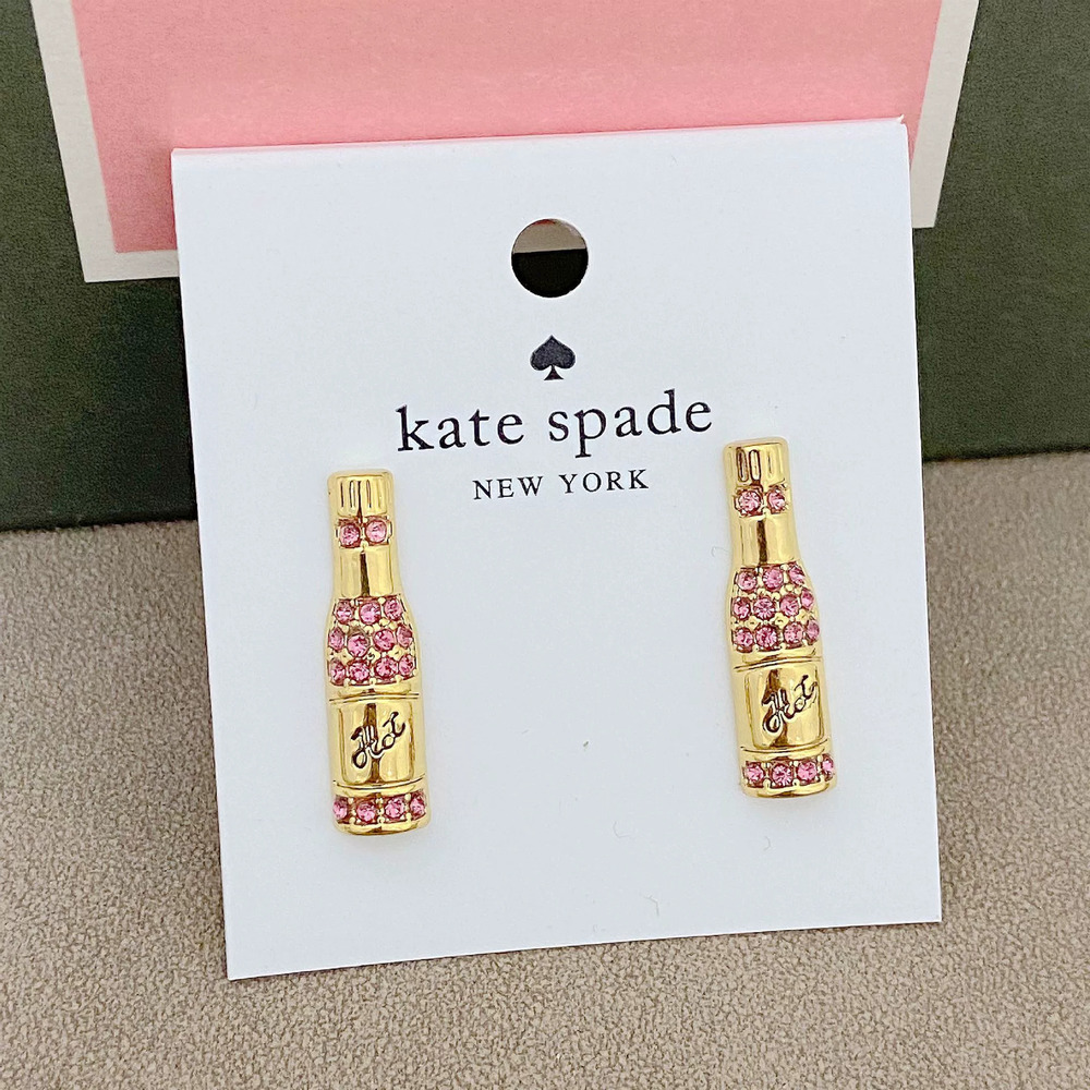kate spade Pink Zircon 3D Bottle Heart Enamel Stud Earrings - Picture 1 of 6
